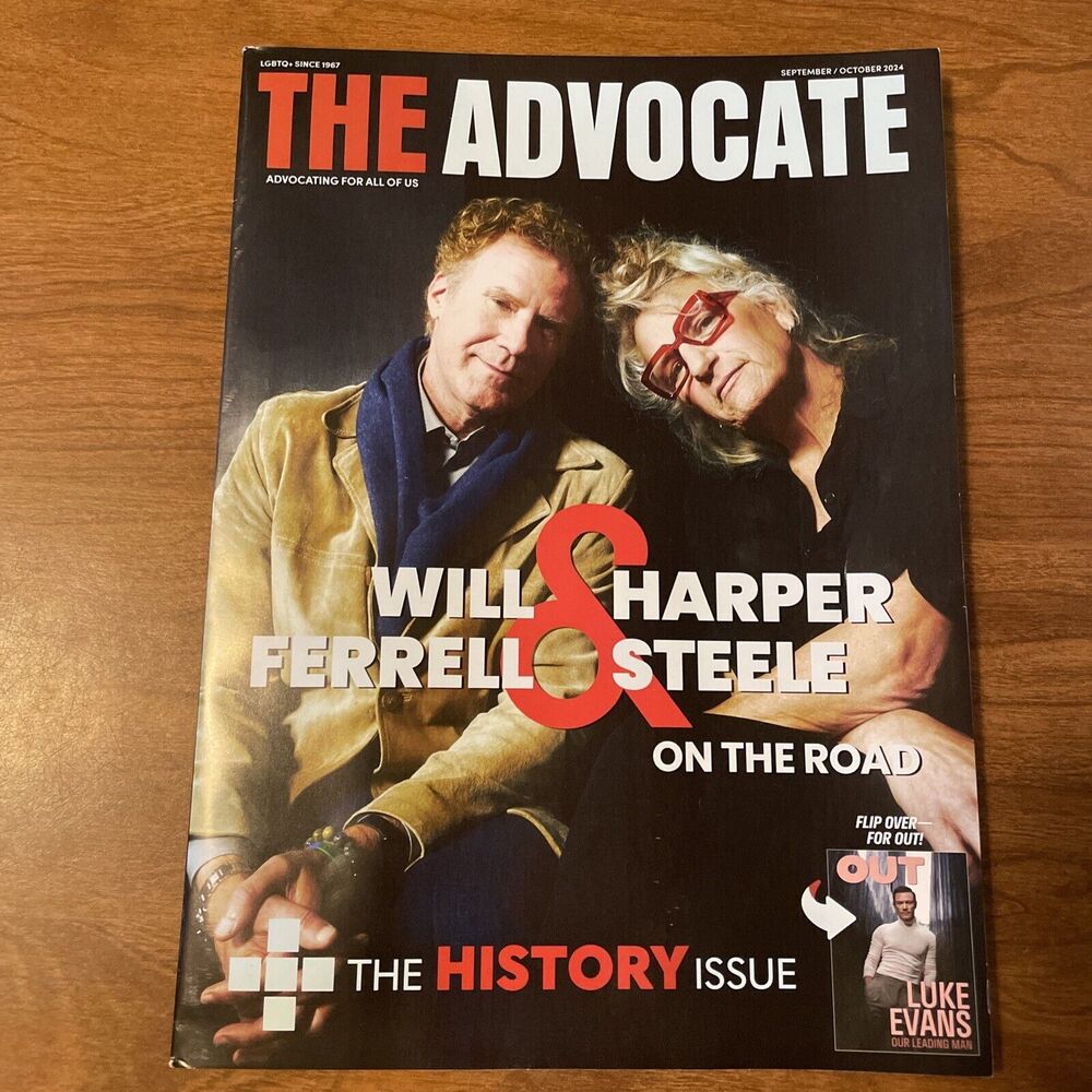 OUT / ADVOCATE 2 in 1 Magazine Sep/Oct 2024 LUKE EVANS Cover Will Ferrell NEW!!